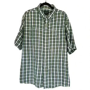Pendleton Men's Short Sleeve Button Front Shirt Blue/Green/White Plaid XXL